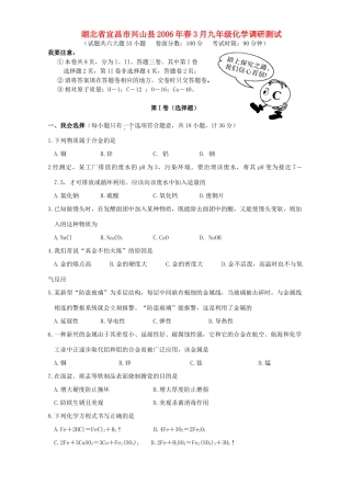 九年级化学调研测试 新课标试卷