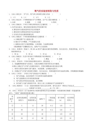 九年级化学上册 第4单元 我们周围的空气 到实验室去 氧气的实验室制取与性质习题(新版)鲁教版试卷