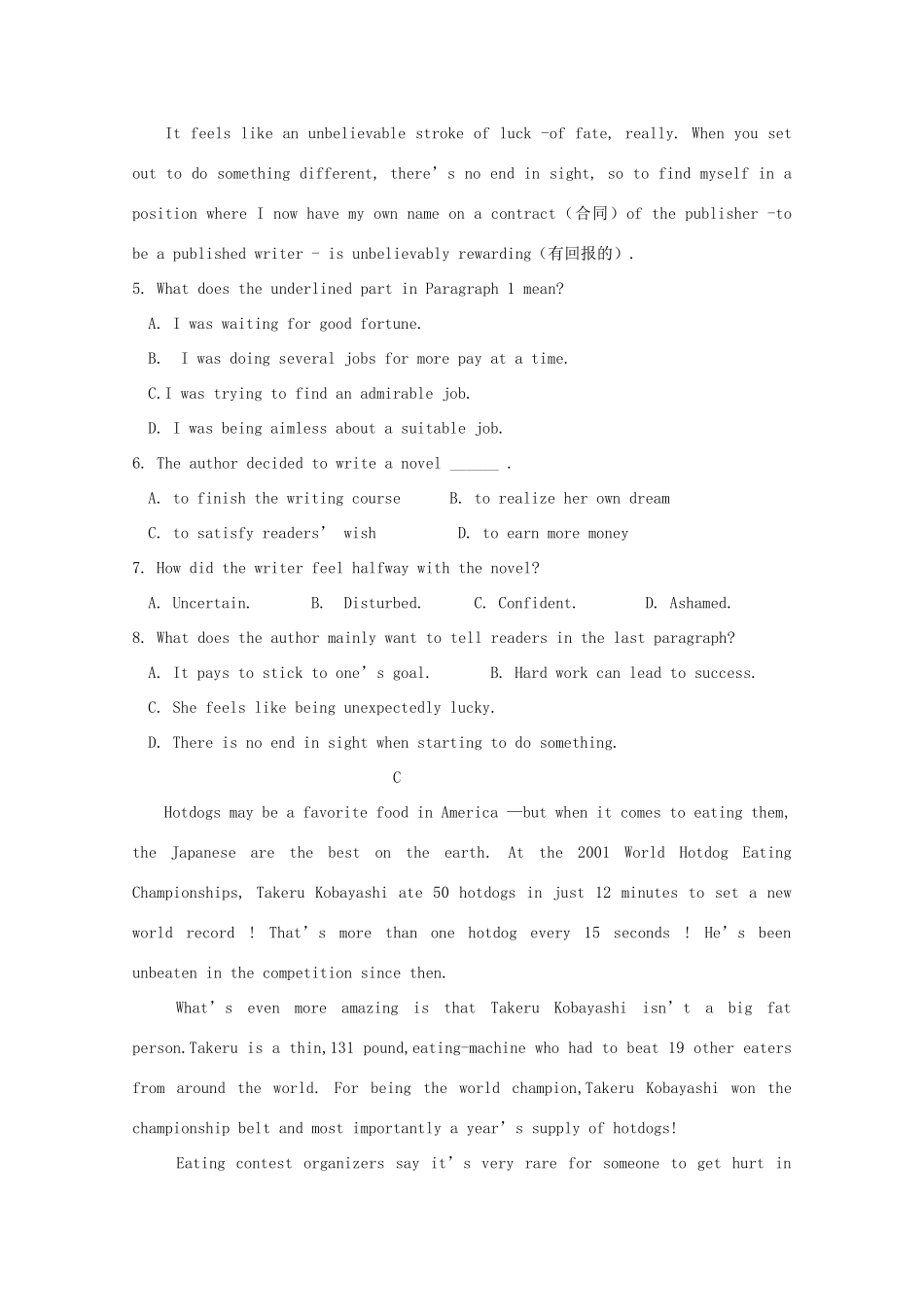 山西省平遥县二中 高二英语上学期第一次月考试卷_第3页