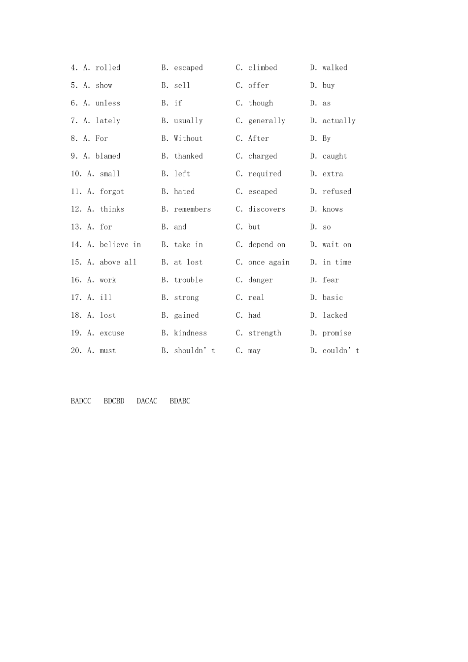 四川省高三英语二轮复习 专题训练 完形填空(21)试卷_第2页
