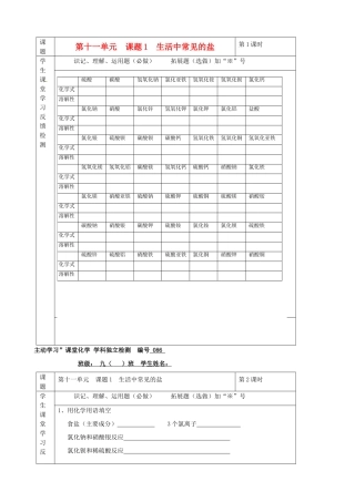 九年级化学下册 11第十一单元 课题1 生活中常见的盐独立检测 新人教版试卷