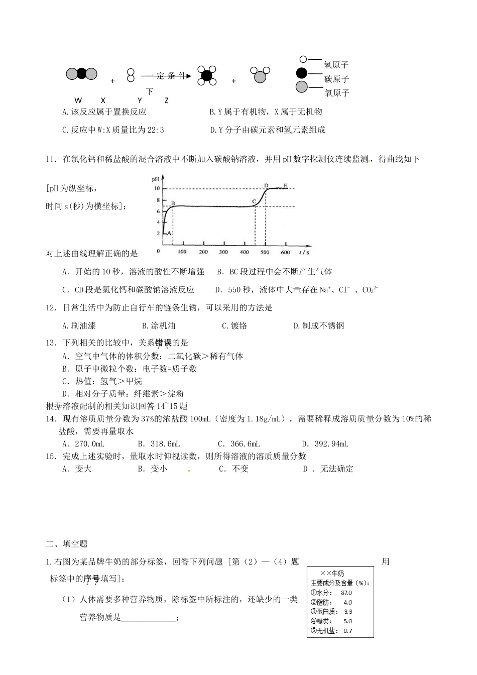 九年级化学自编模拟试卷(2) 新人教版试卷_第2页