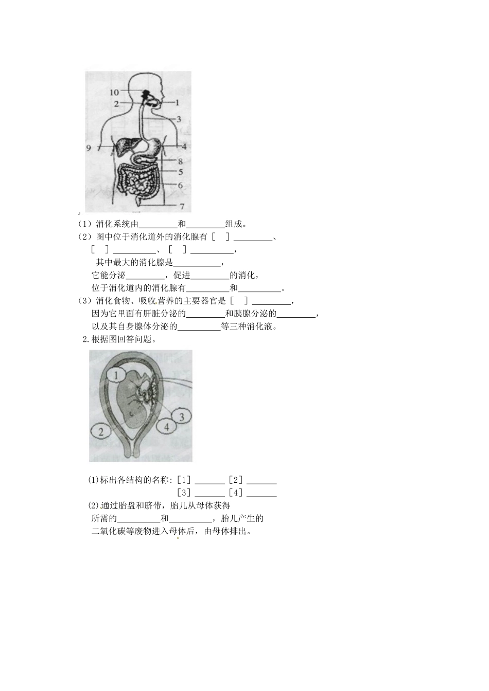 天津市武清区杨村五中七年级生物下学期月清试卷一 新人教版试卷_第3页