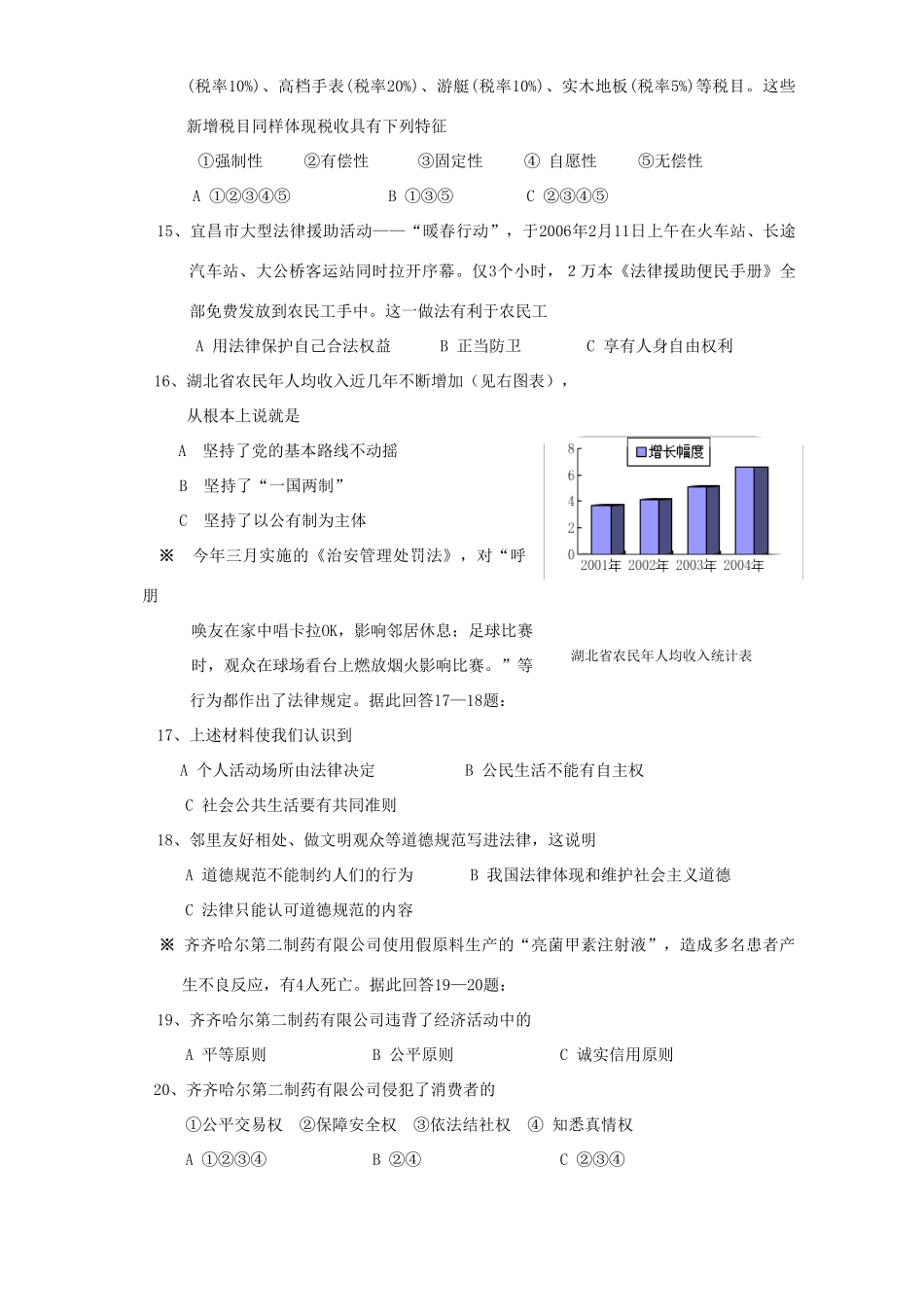 初中毕业生学业考试思想品德卷[无附答案] 试题_第3页