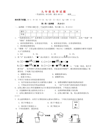 九年级下学期第一次月考化学试卷1试卷