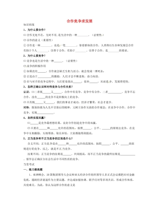 山东省临沂市八年级政治上册 第3单元 在合作中发展 第5课 合作竞争求发展复习习题 鲁教版试卷