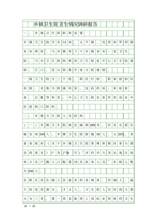 乡镇卫生院卫生情况调研报告精品工作报告