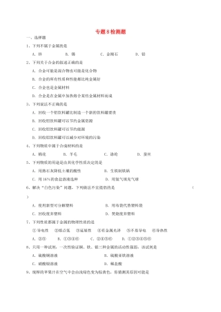 九年级化学 第八单元检测题 湘教版试卷