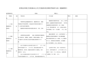 乡镇卫生院基本公共卫生服务项目绩效考核评分表