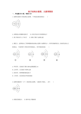 九年级化学上册 综合训练 物质的组成与构成 粒子结构示意图、元素周期表天天练(新版)新人教版试卷