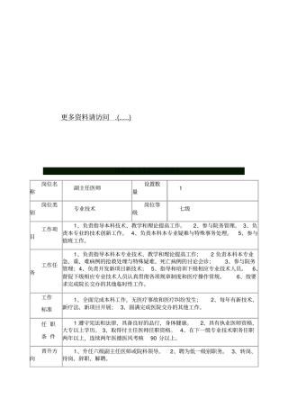 乡镇卫生院岗位职责说明书