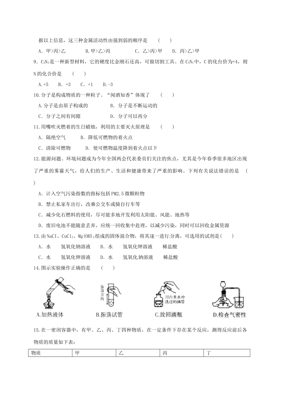内蒙古赤峰市中考化学真题试题_第2页