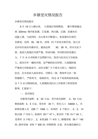 乡镇受灾情况报告