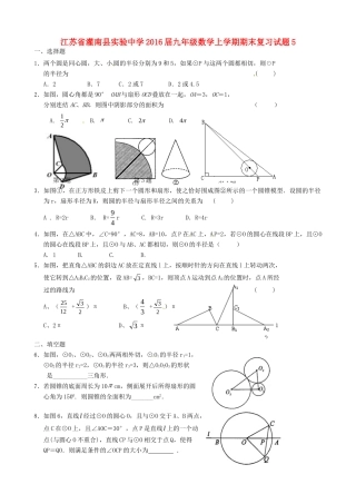 九年级数学上学期期末复习试卷5 苏科版试卷