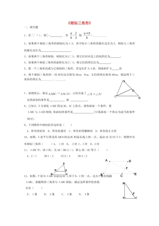 九年级数学上册 相似三角形专题复习测试 人教新课标版试卷