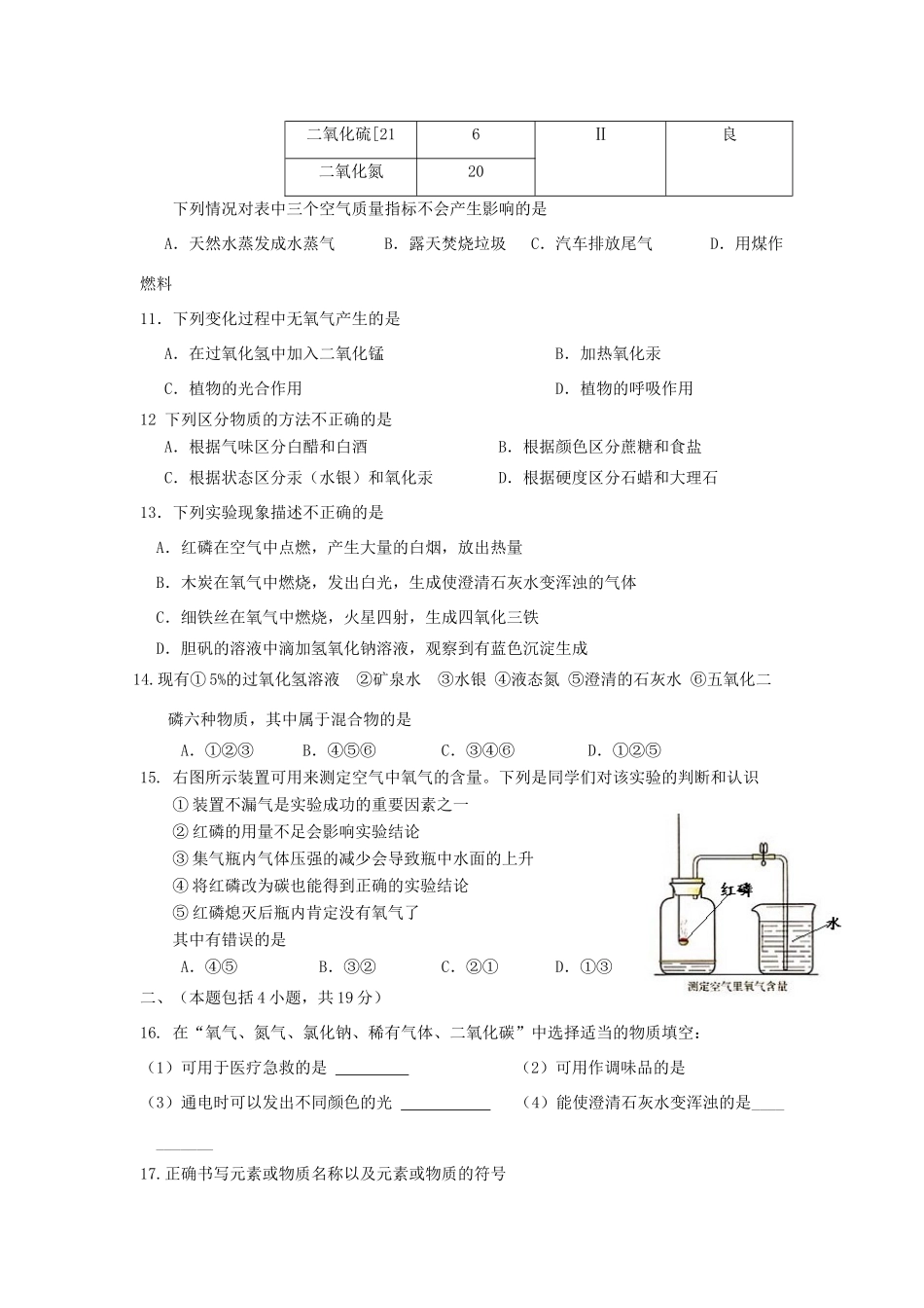 九年级化学9月月考试卷试卷(00001)_第2页