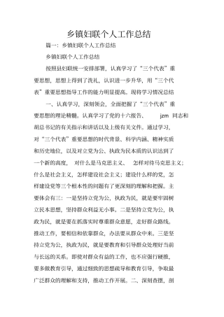 乡镇妇联个人工作总结