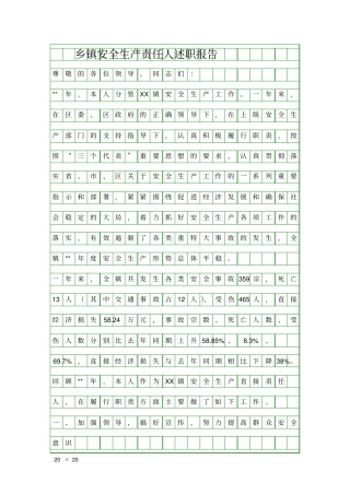 乡镇安全生产责任人述职报告精品工作报告