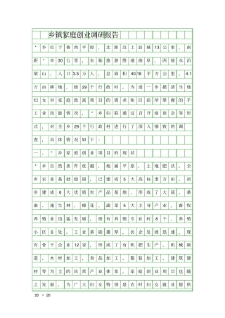 乡镇家庭创业调研报告精品工作报告