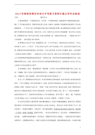 中考语文 复习资料汇编 文学作品阅读试卷