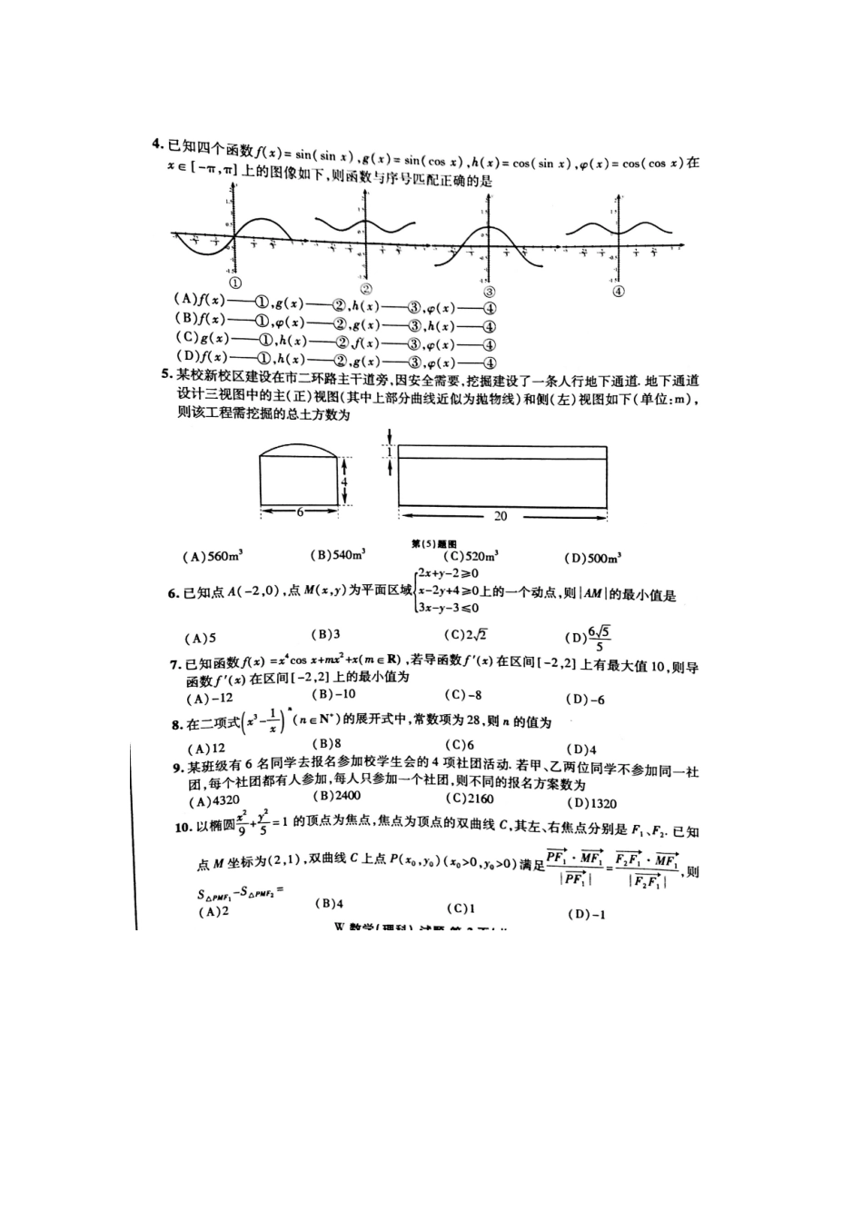 安徽省 江南十校 高三数学3月联考试卷 理试卷_第2页