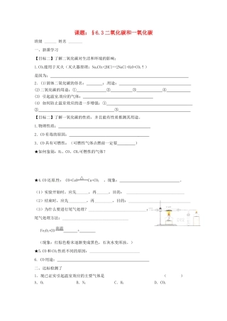 九年级化学上册 63(二氧化碳和一氧化碳)课后巩固作业(2)(新版)新人教版试卷