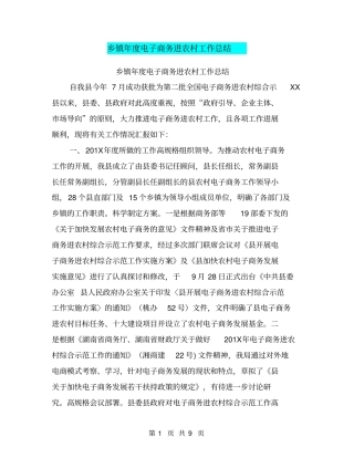 乡镇年电子商务进农村工作总结【可编辑版】