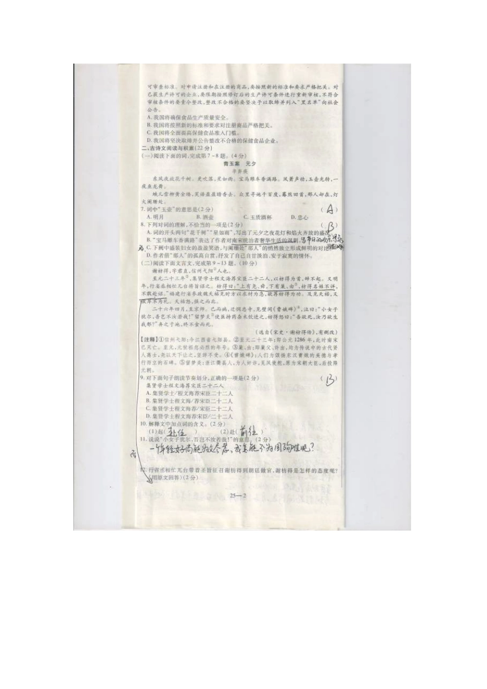 中考语文模拟试卷10新人教版试卷_第2页