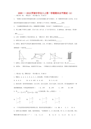 北八年级数学上第一学期期末水平测试(A)北师大版试卷