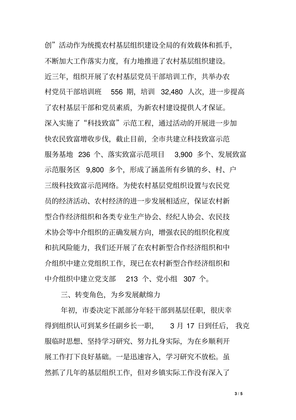 乡镇挂职副乡长述职报告_第3页