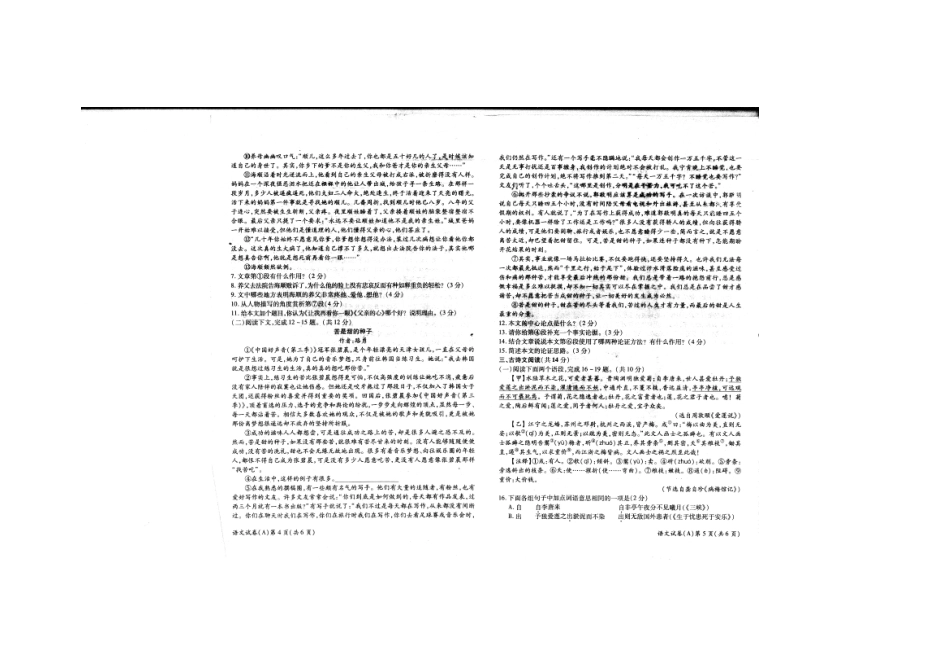 中考语文极品仿真试卷(A)试卷_第3页
