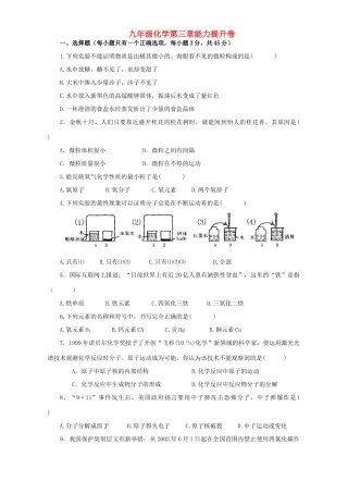 九年级化学第三章能力提升卷 新课标 人教版试卷