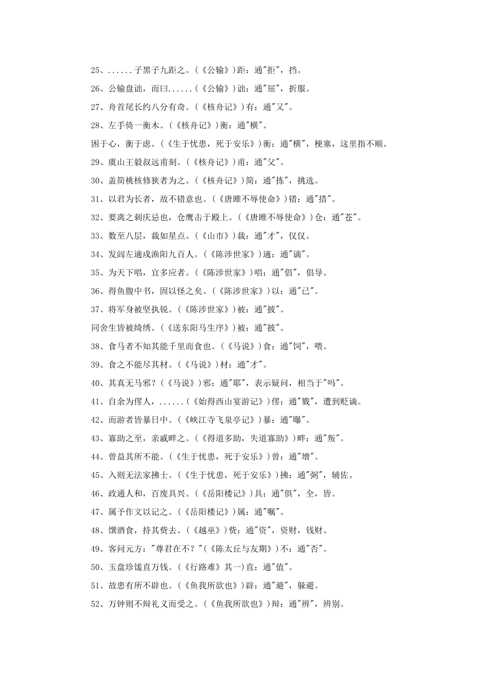 中考语文 文言文通假字复习资料试卷_第2页