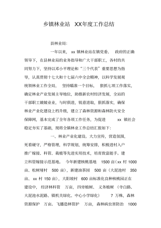 乡镇林业站XX年工作总结