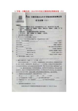 中考语文精准原创预测试卷(六)新人教版试卷