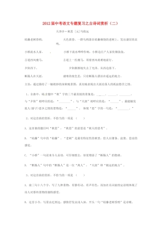 中考语文专题复习之古诗词赏析(二) 人教新课标版试卷