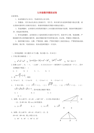 九年级数学下学期一模考试试卷 试卷