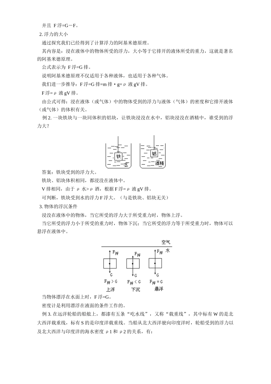 大气压强和浮力 人教实验版试卷_第3页