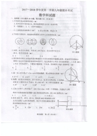 九年级数学上学期期末模拟试卷(pdf) 新人教版试卷