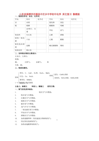 初中化学 其它复习(无答案) 鲁教版 试题