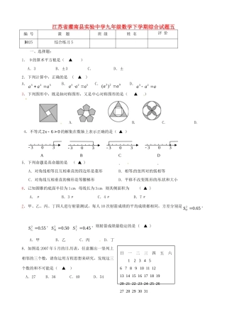 九年级数学下学期综合试卷五 苏科版试卷
