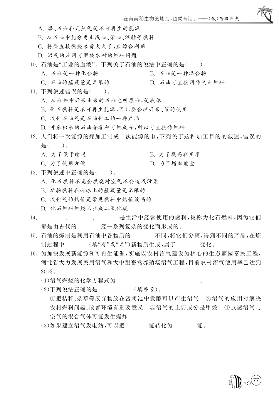 九年级化学上册 62 化石燃料的利用(第1课时)试卷(pdf) (新版)鲁教版试卷_第2页