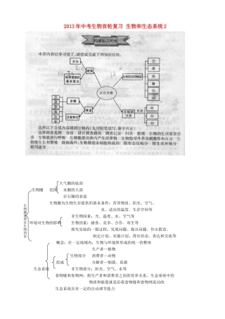 中考生物首轮复习 生物和生态系统2试卷
