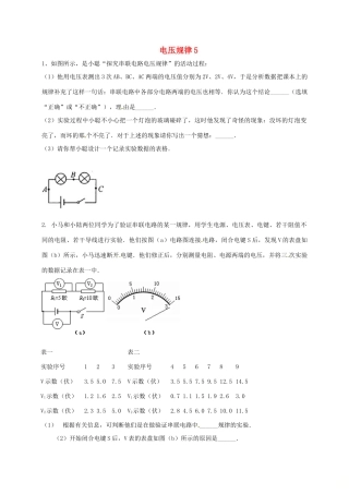 吉林省吉林市中考物理综合复习 电压规律5 新人教版试卷