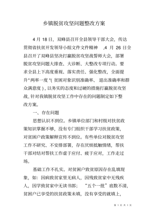 乡镇脱贫攻坚问题整改方案