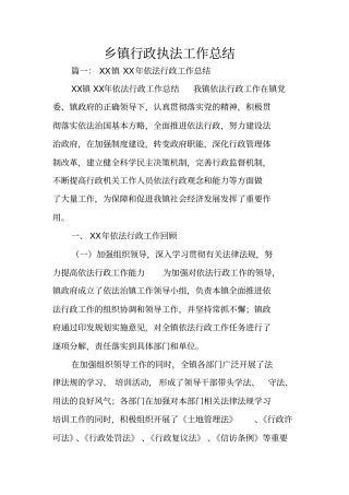 乡镇行政执法工作总结