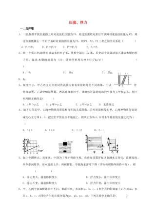 中考物理复习 压强、浮力2试卷