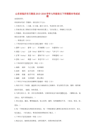 山东省临沂市兰陵县七年级语文下学期期末考试试卷 新人教版试卷