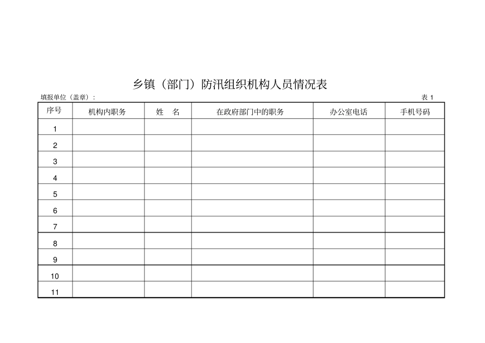 乡镇部门防汛组织机构各类表格_第1页