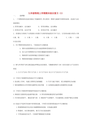 九年级物理上学期期末综合复习(5)试卷